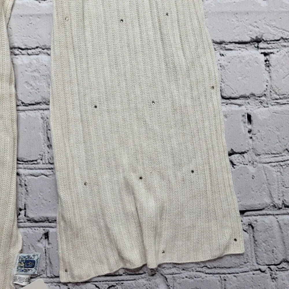 Portolano Wool Blend Ivory‎ Scarf Rhinestone Embellished Scarf